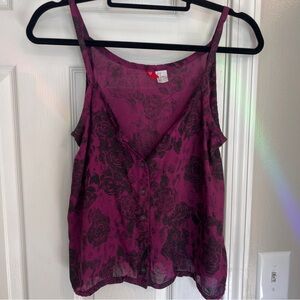 H&M Floral Button-Down Camisole - Pink and Black